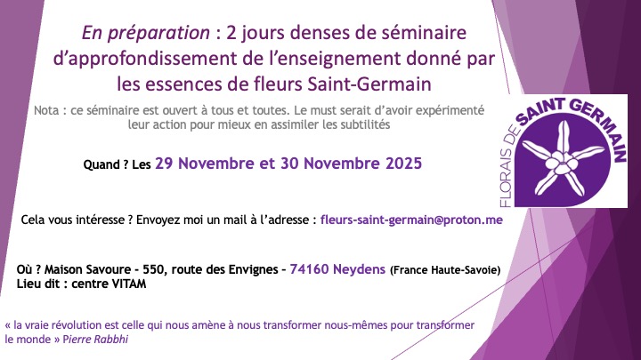Séminaire de formation des 29 et 30 NOVEMBRE  2025 - Arrhes pour inscription